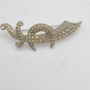 Vintage Masonic Brooch Scimitar Sword‎ Signed ORA Rhinestones
